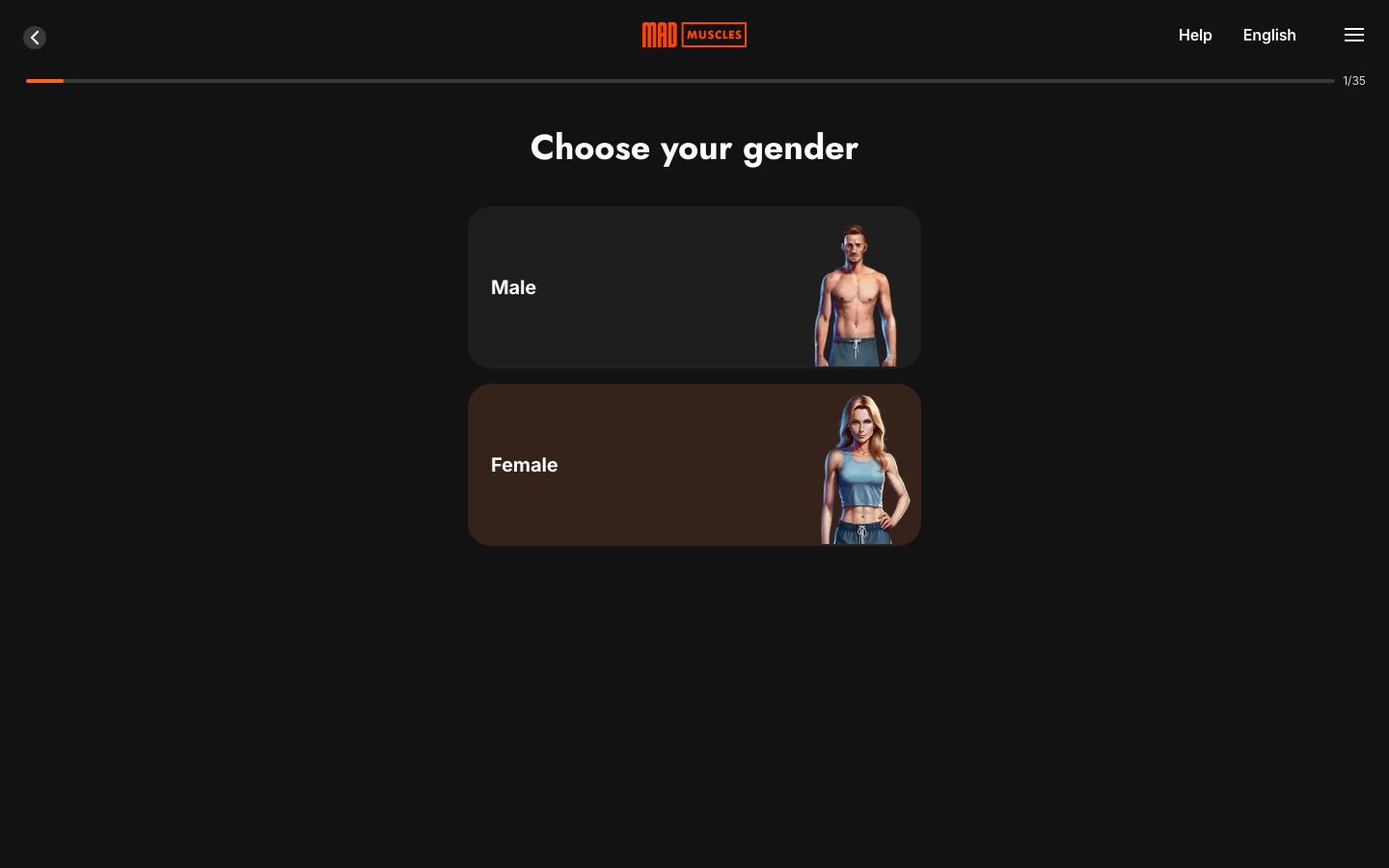 Screen 02: Сhoose your gender