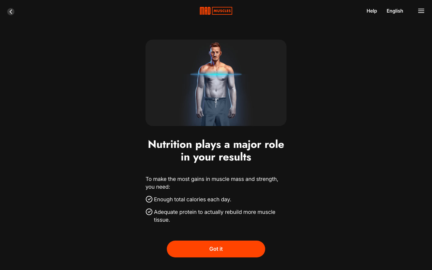 Screen 08: Nutrition plays a major role in your results