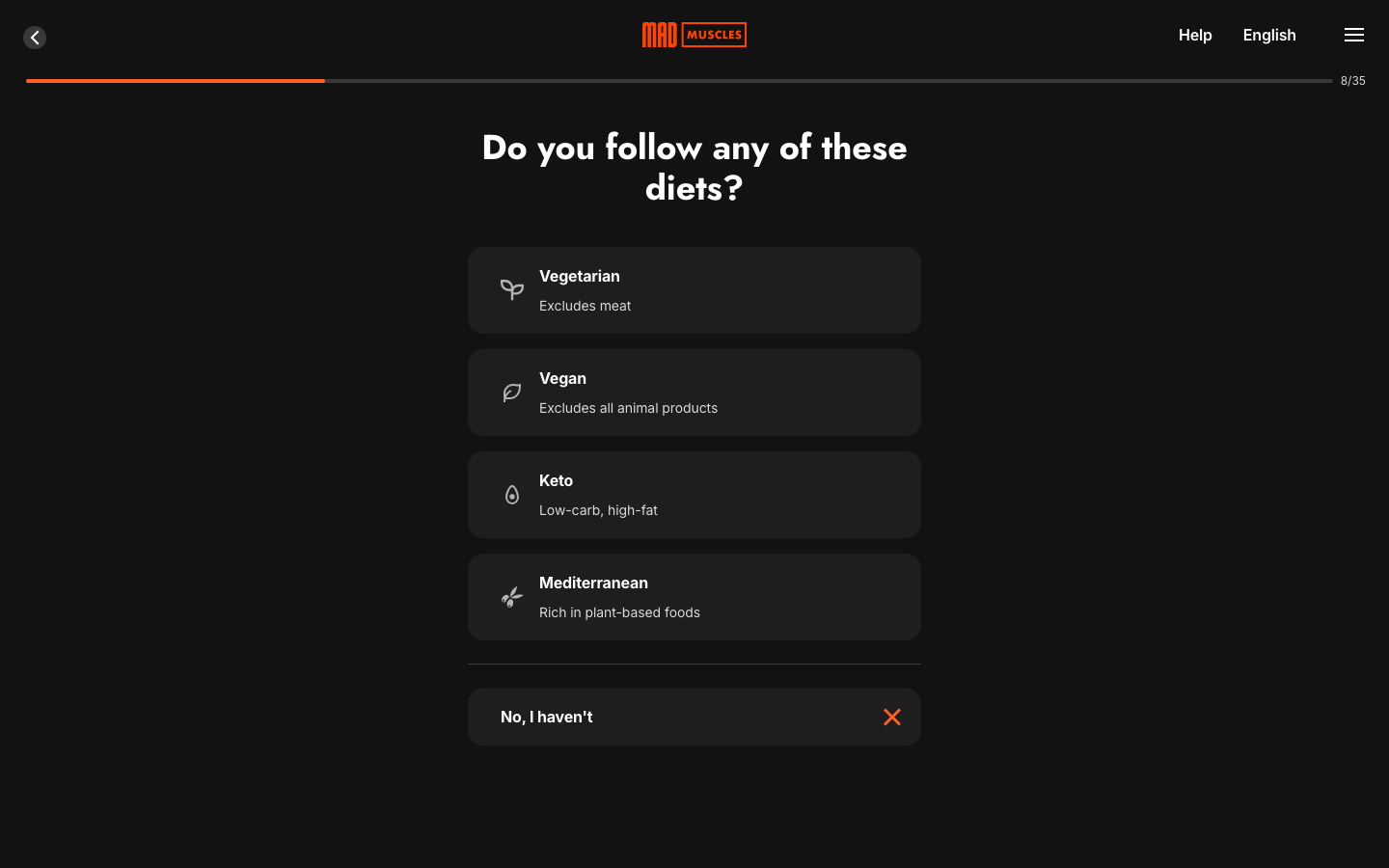 Screen 09: Do you follow any of these diets?