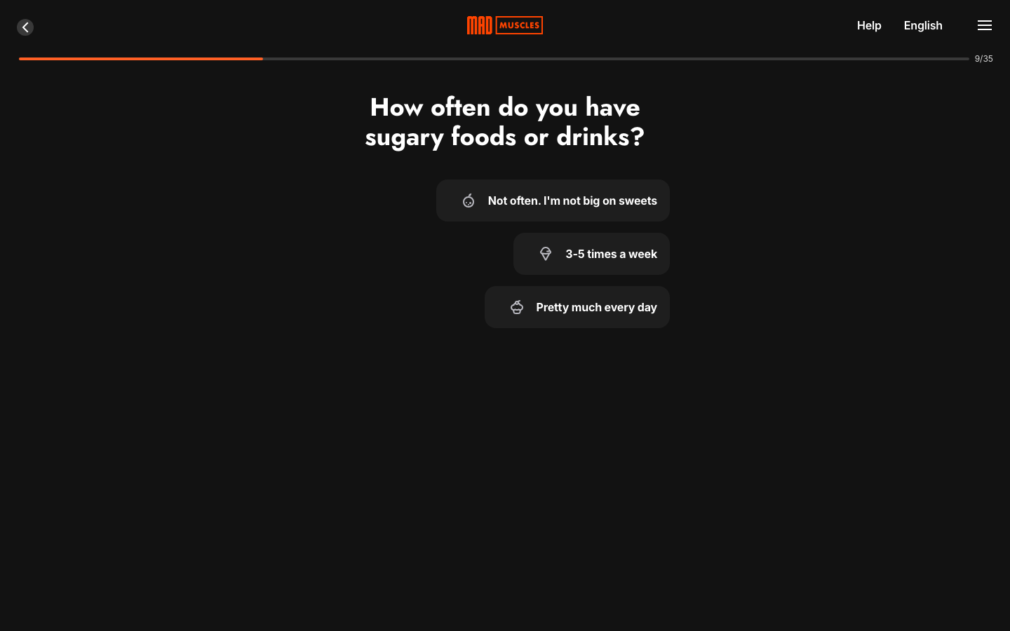 Screen 10: How often do you have sugary foods or drinks?