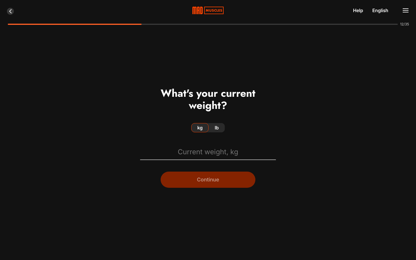 Screen 14: What's your current weight?