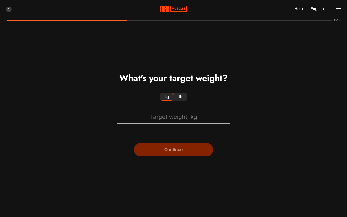 Screen 15: What's your target weight?