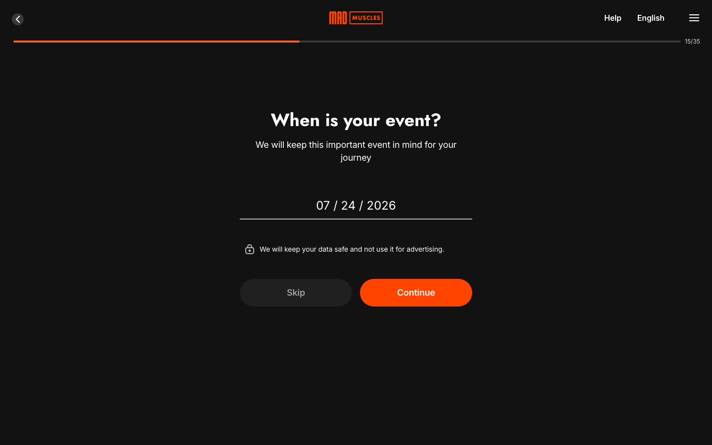 Screen 17: When is your event?