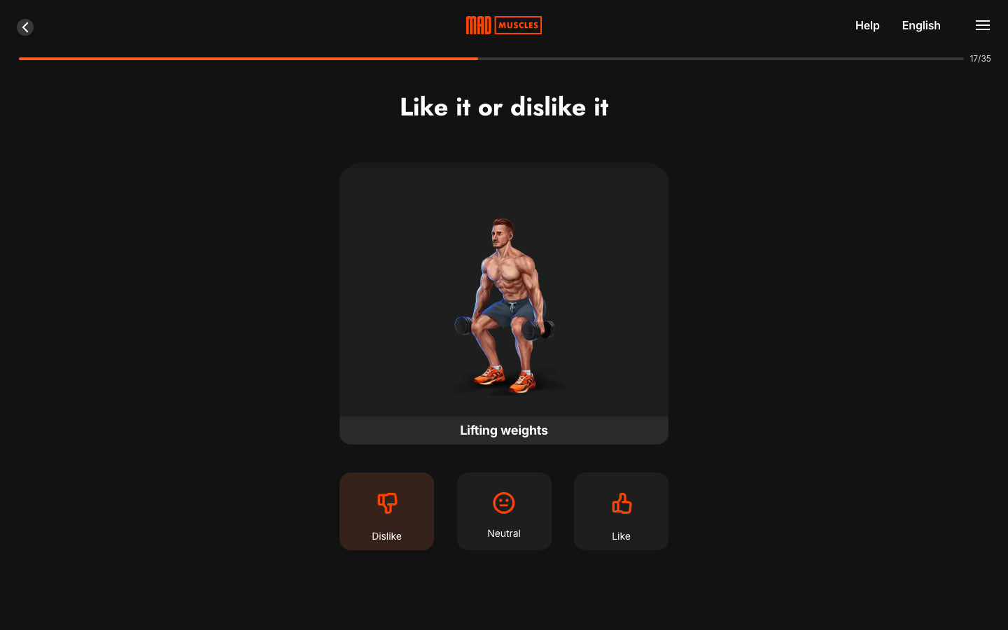 Screen 21: Lifting weights