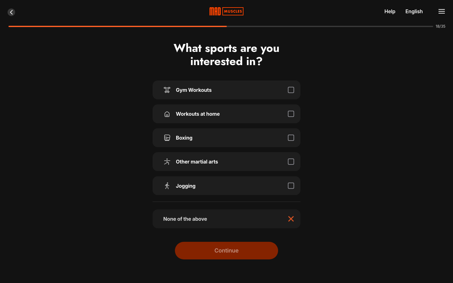 Screen 23: What sports are you interested in?