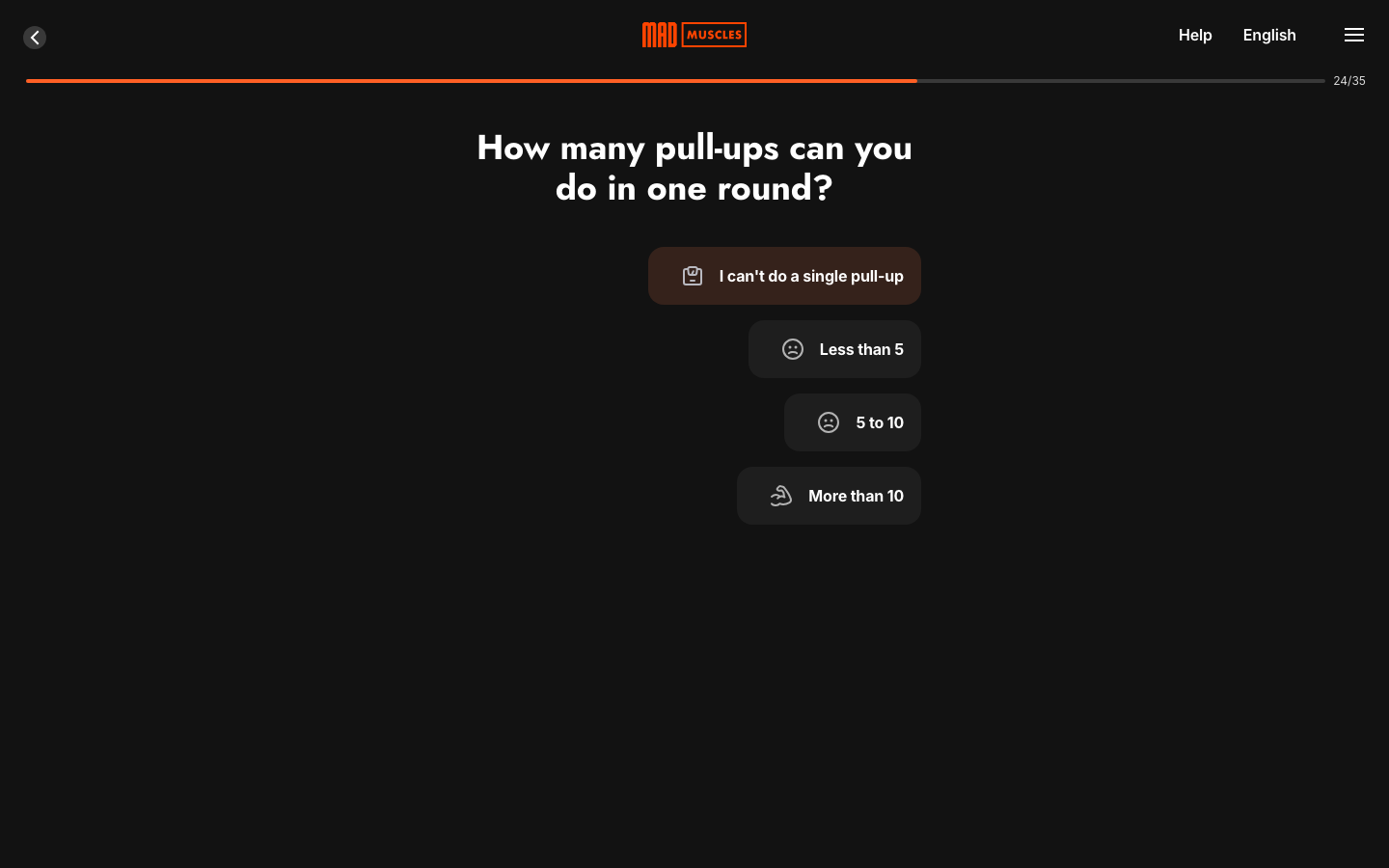 Screen 30: How many pull-ups can you do in one round?