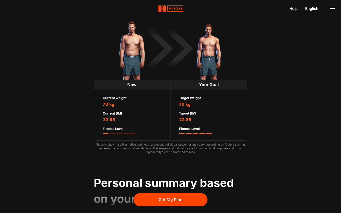 Screen 42: Personal summary based on your answers