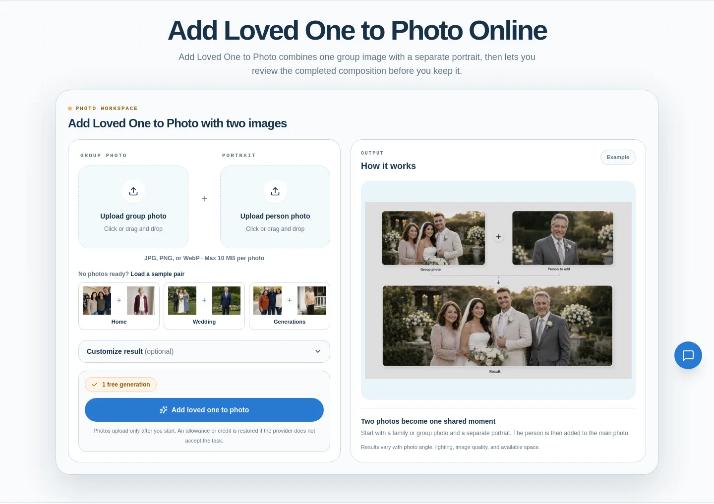 addlovedonetophoto.online — a real Hero section
