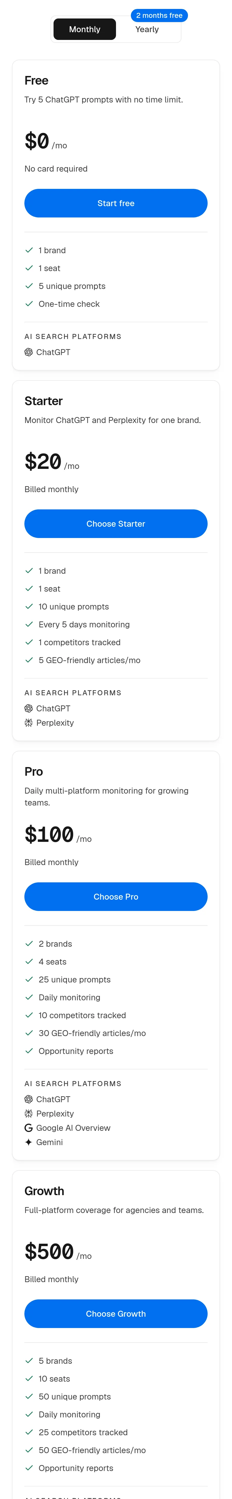 aeomantis.com Pricing section