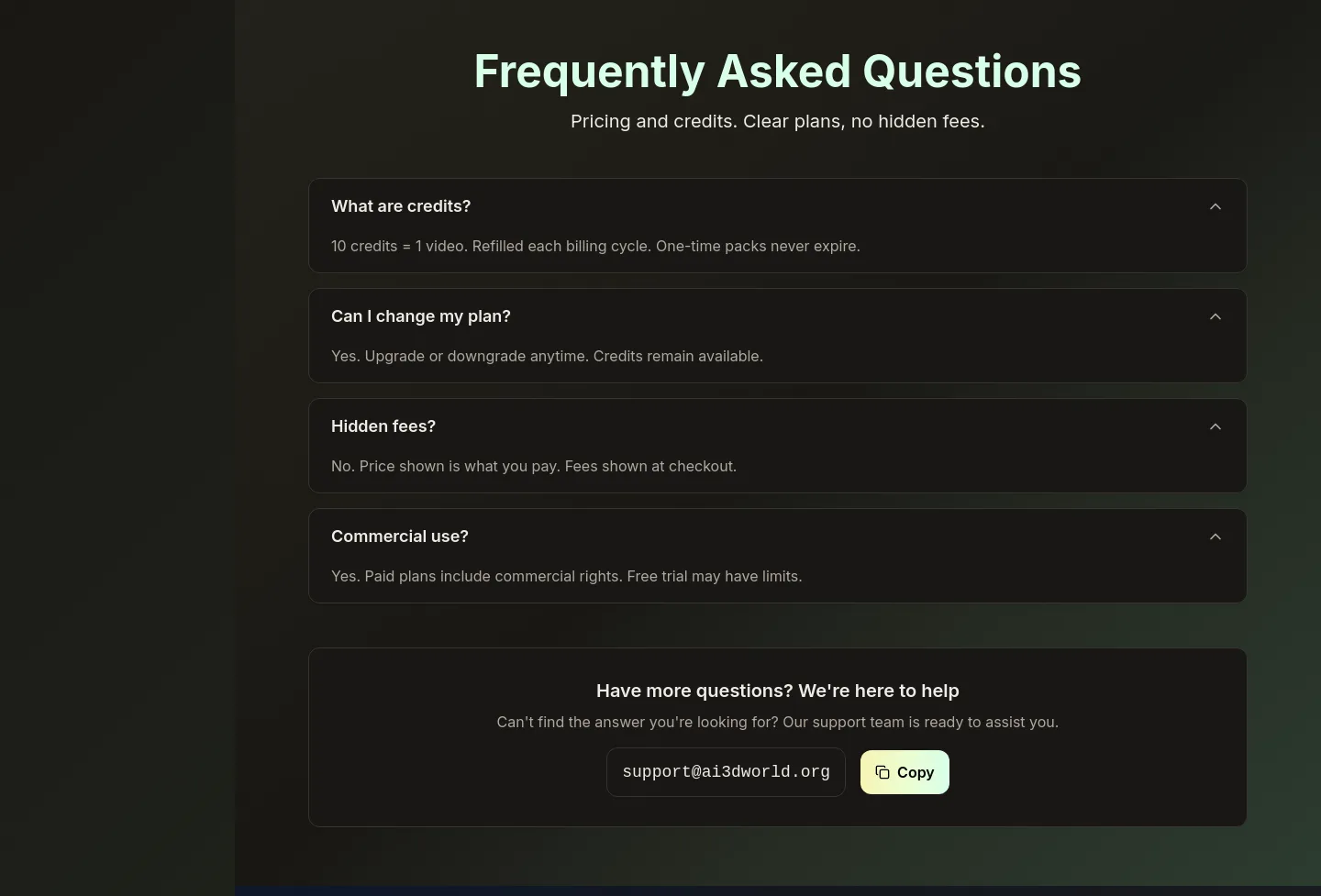 ai3dworld.org FAQ section