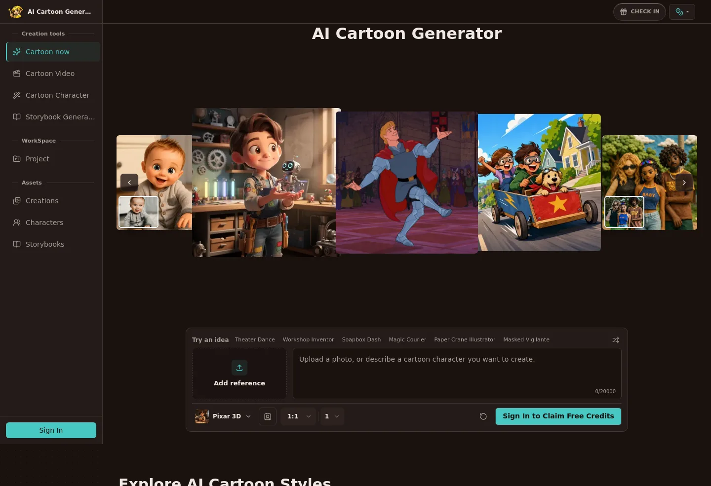 aicartoongenerator.io — Hero