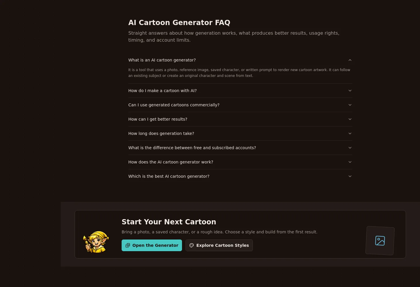 aicartoongenerator.io — FAQ