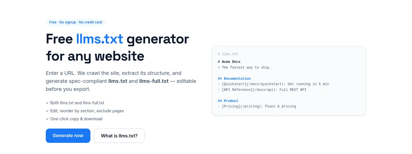 aicrawlable.com — a real Hero section