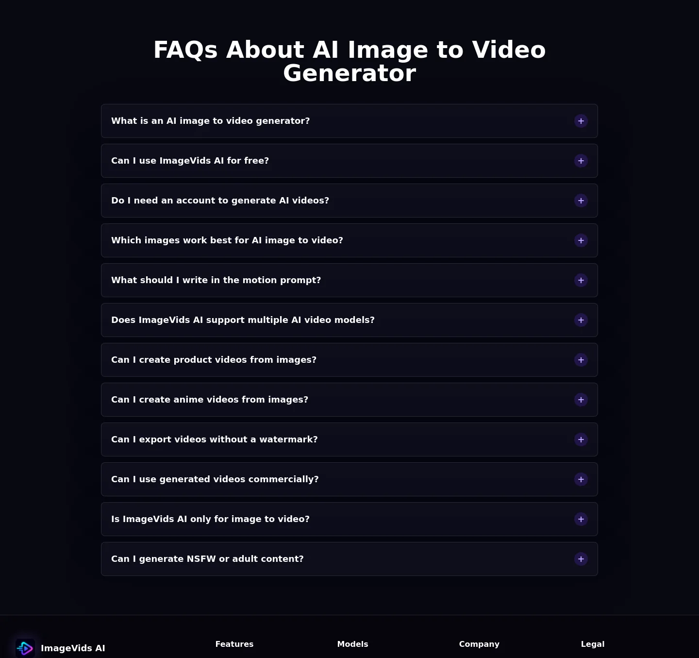 aiimagetovideos.com — FAQ