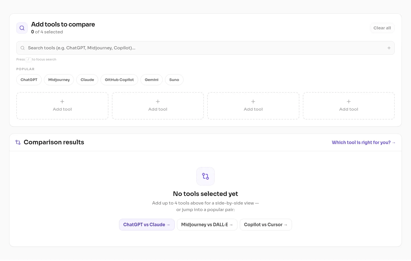 ainexfinder.com Comparison section