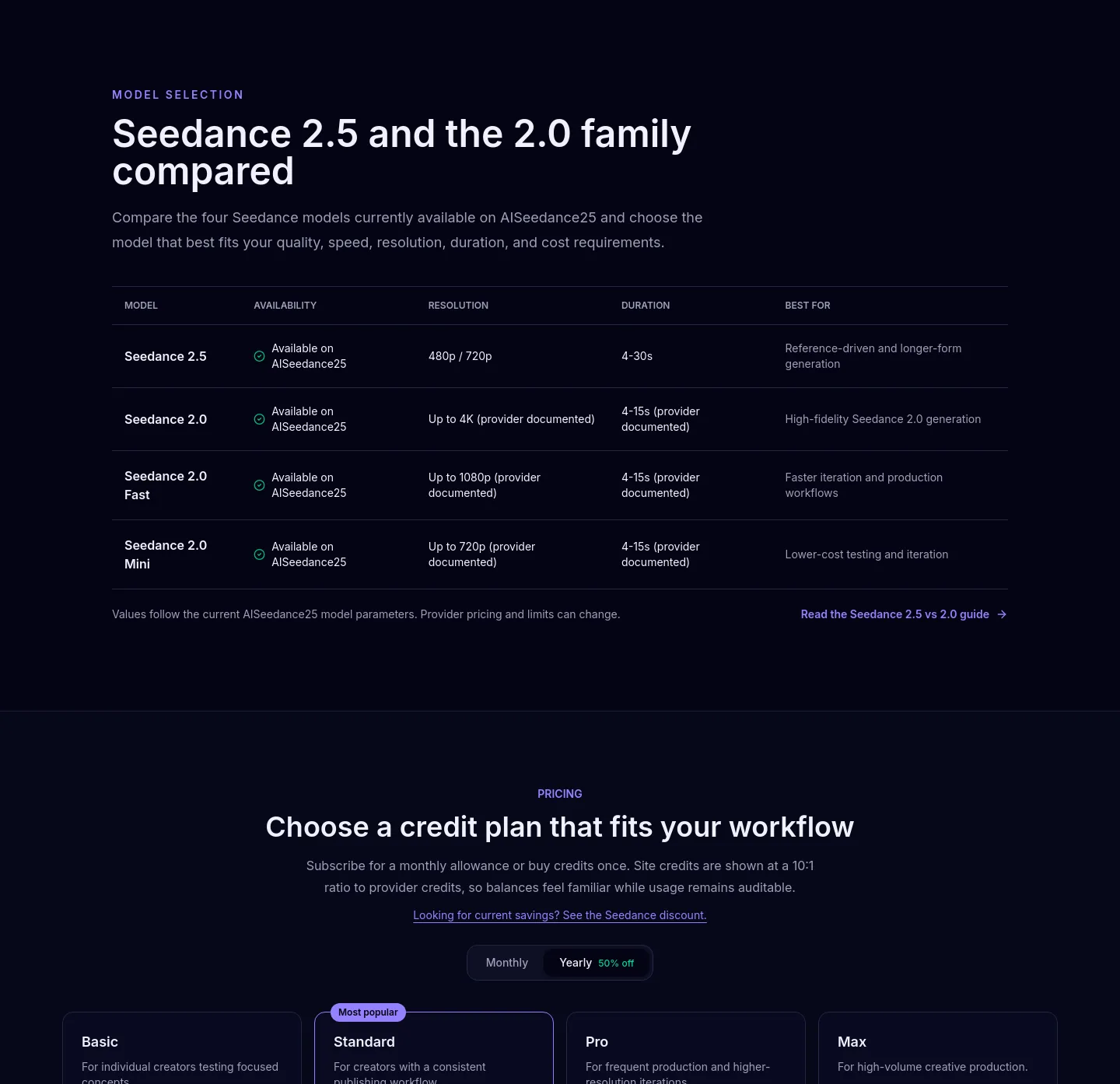 aiseedance25.app Comparison section
