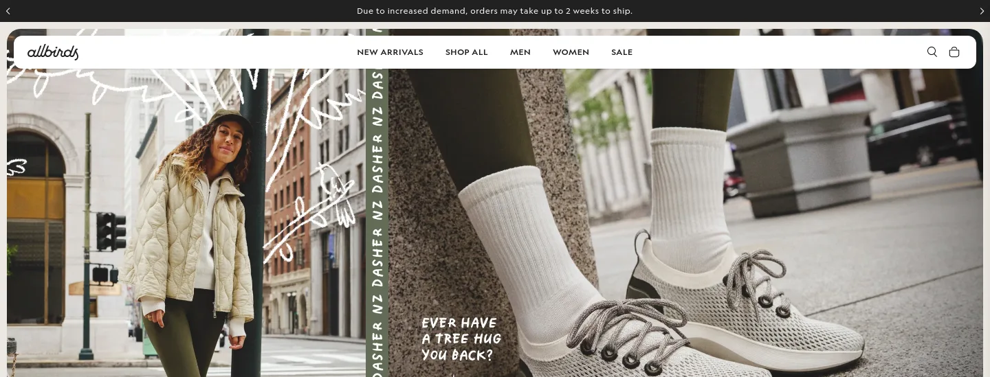 allbirds.com — Hero + Features