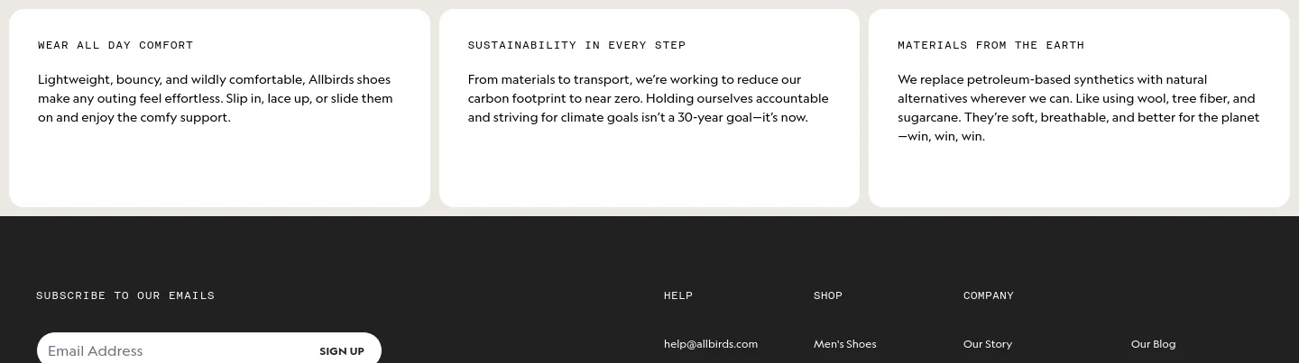 allbirds.com — Features