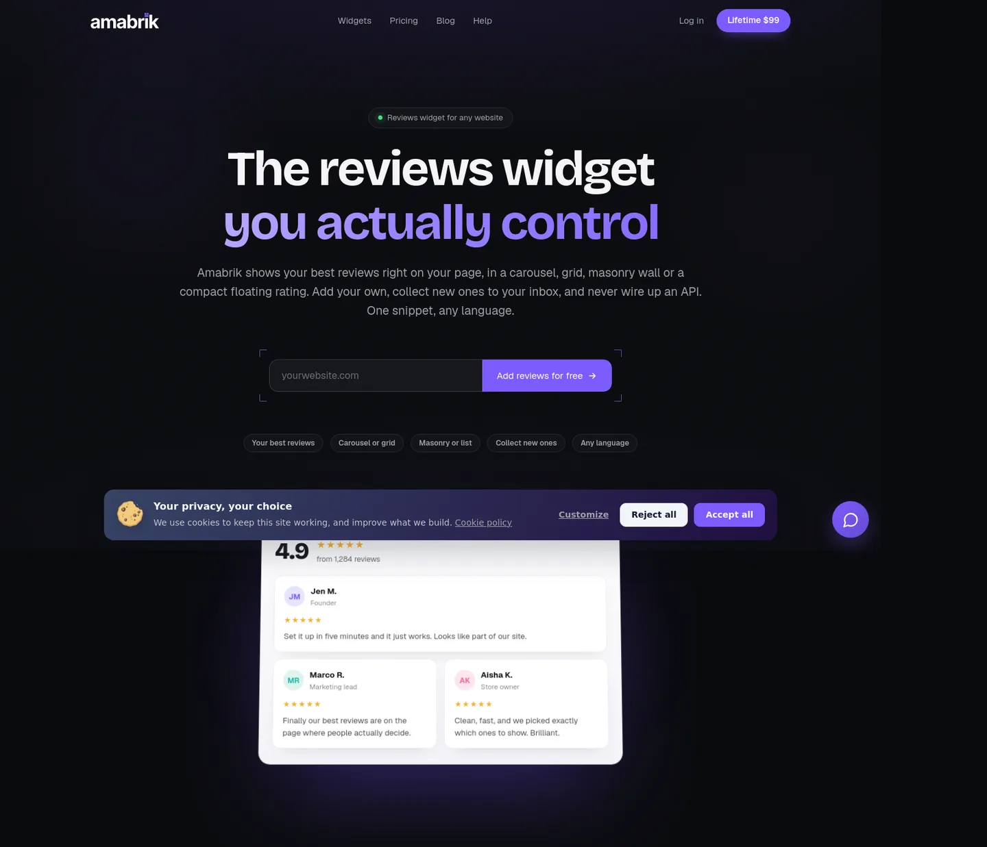 amabrik.com Hero section