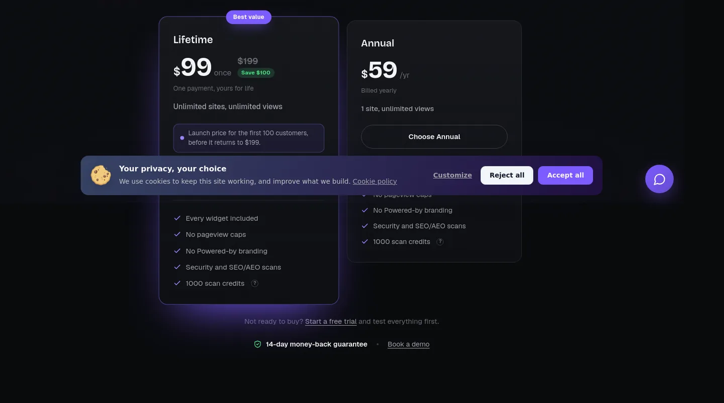 amabrik.com Pricing section