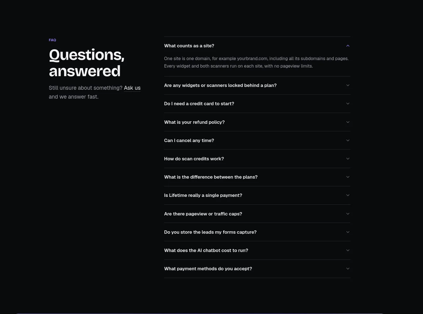 amabrik.com FAQ section