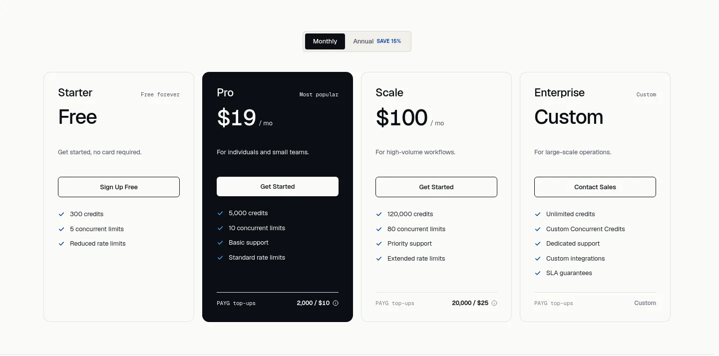 anakin.io Pricing section