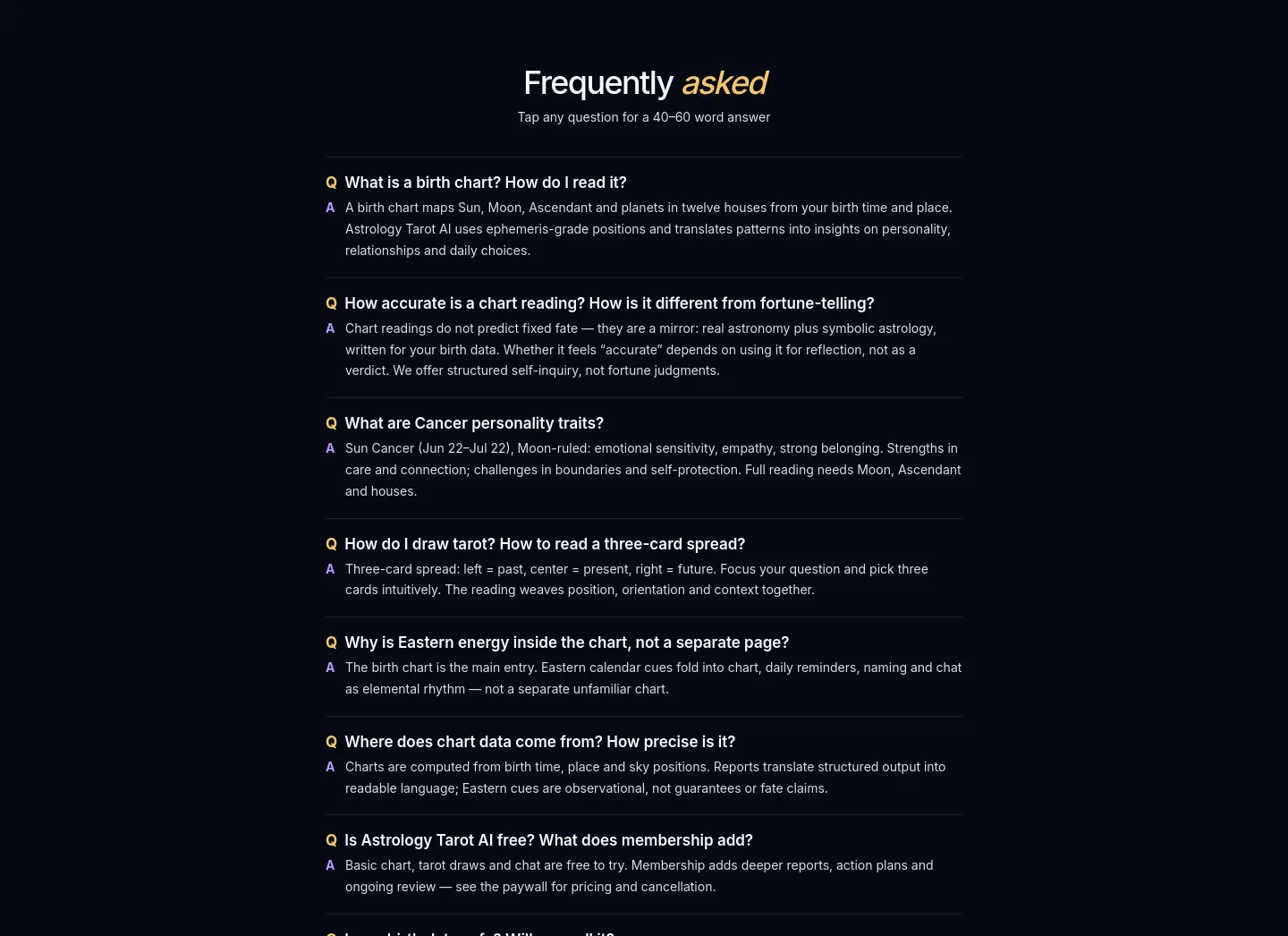 astrologytarotai.com — FAQ