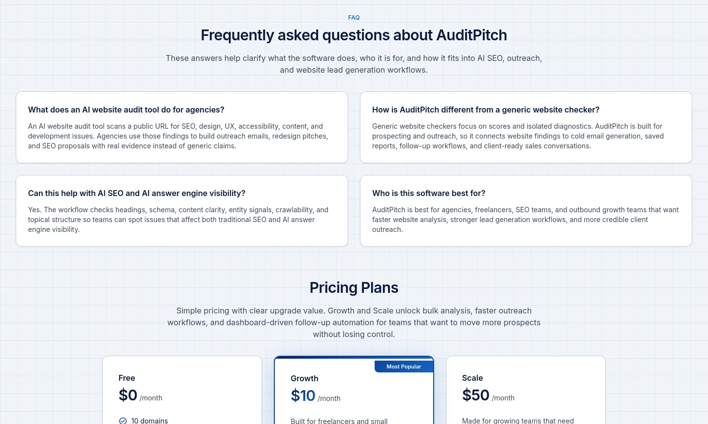 auditpitch.com FAQ section