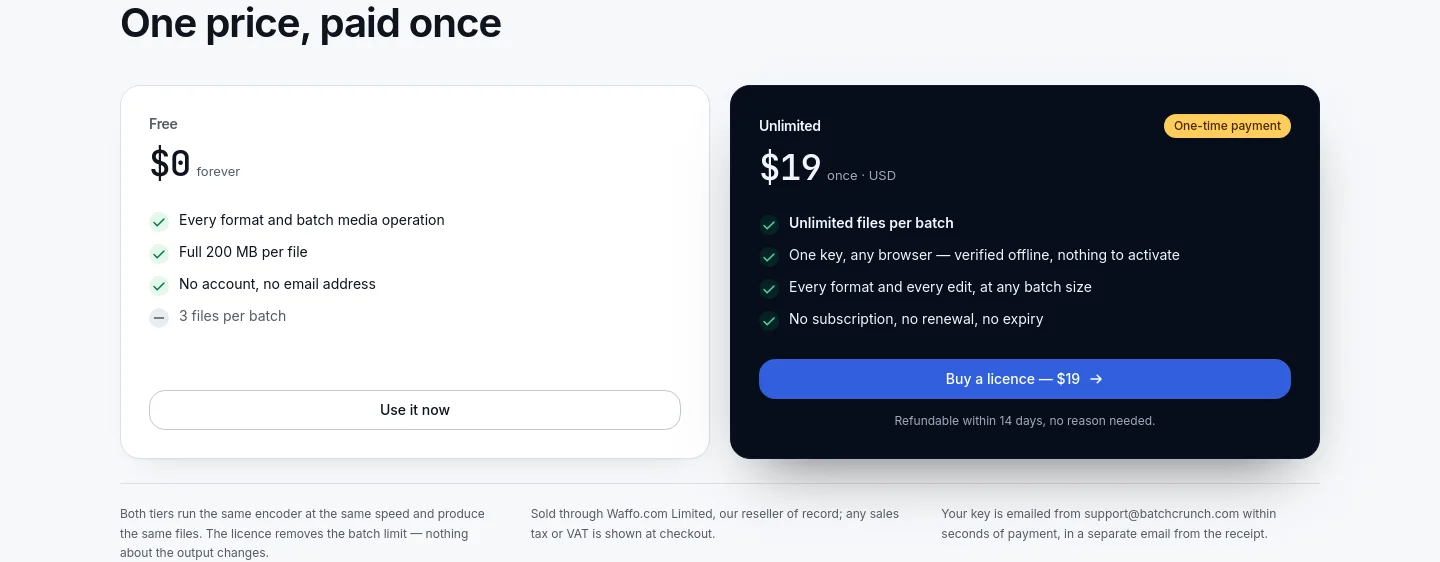 batchcrunch.com — Pricing