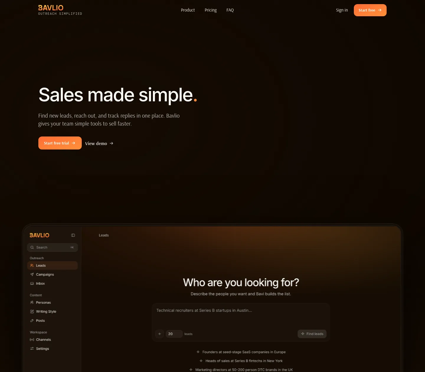 bavlio.com — a real Hero section