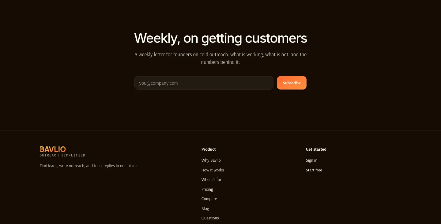 bavlio.com Email Capture section