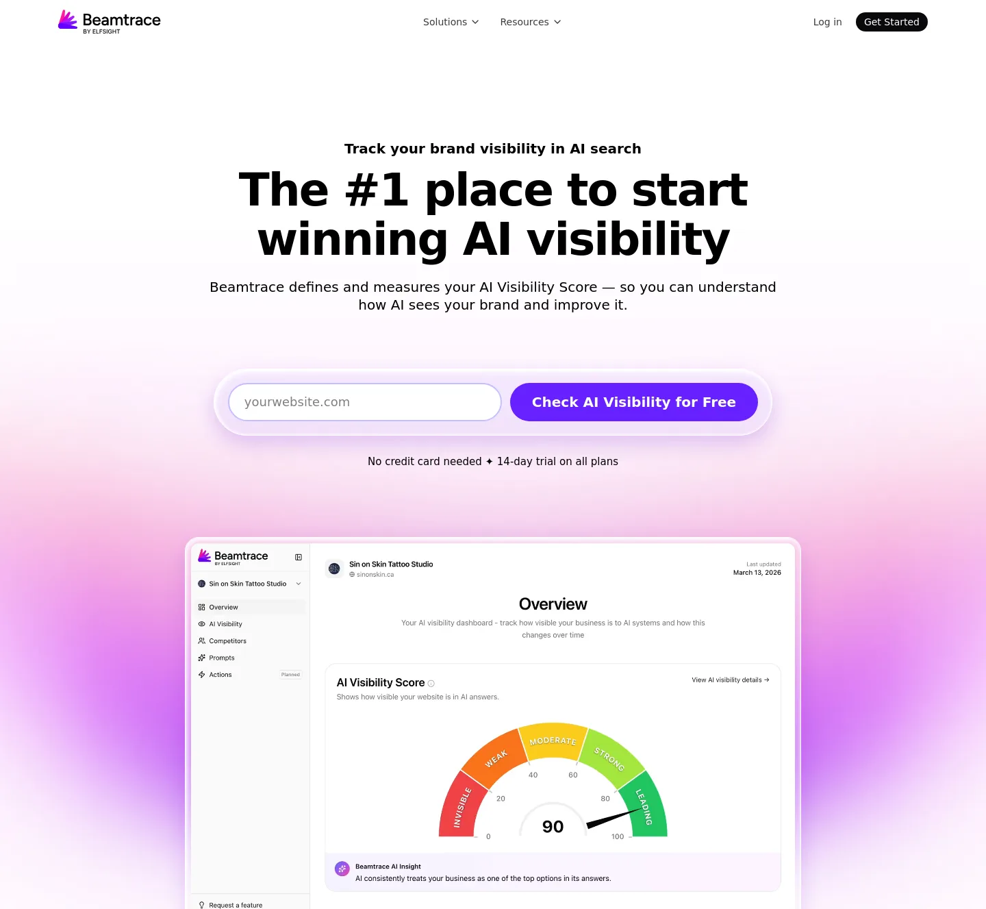 beamtrace.com — Hero + Features