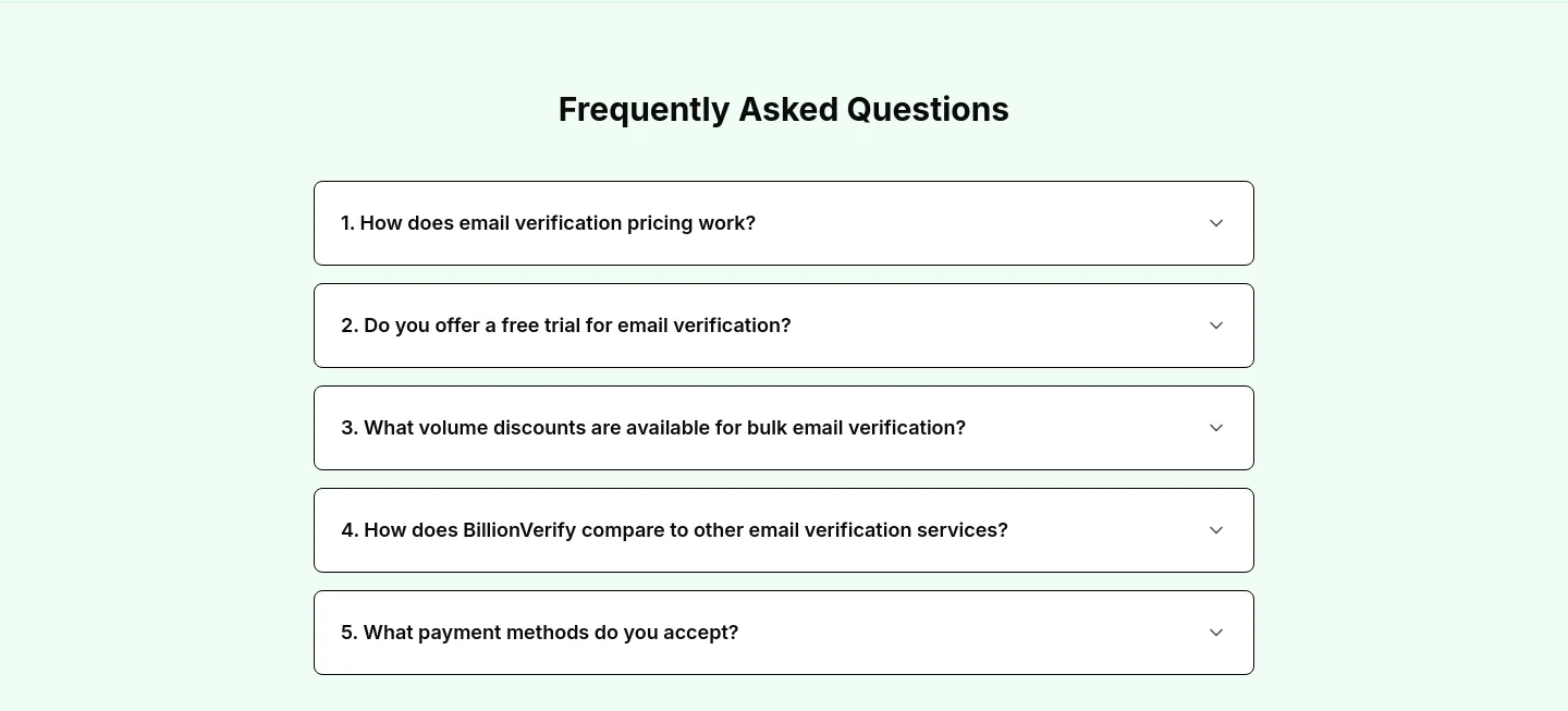 billionverify.com FAQ section