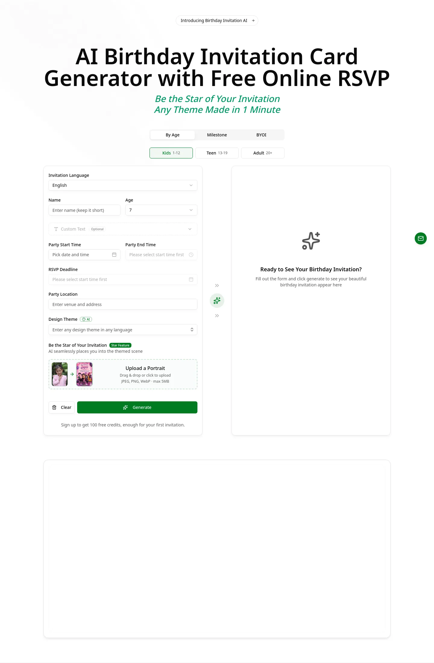 birthdayinvitation.ai — Hero