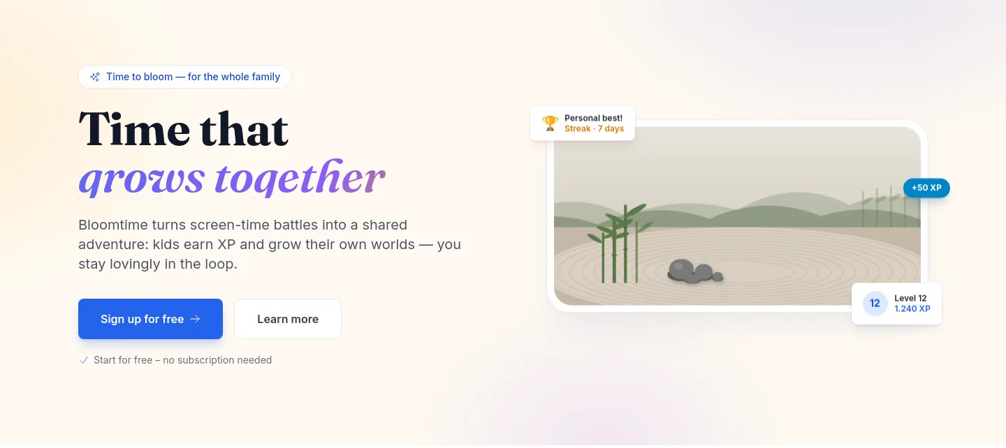 bloomtime.app — Hero