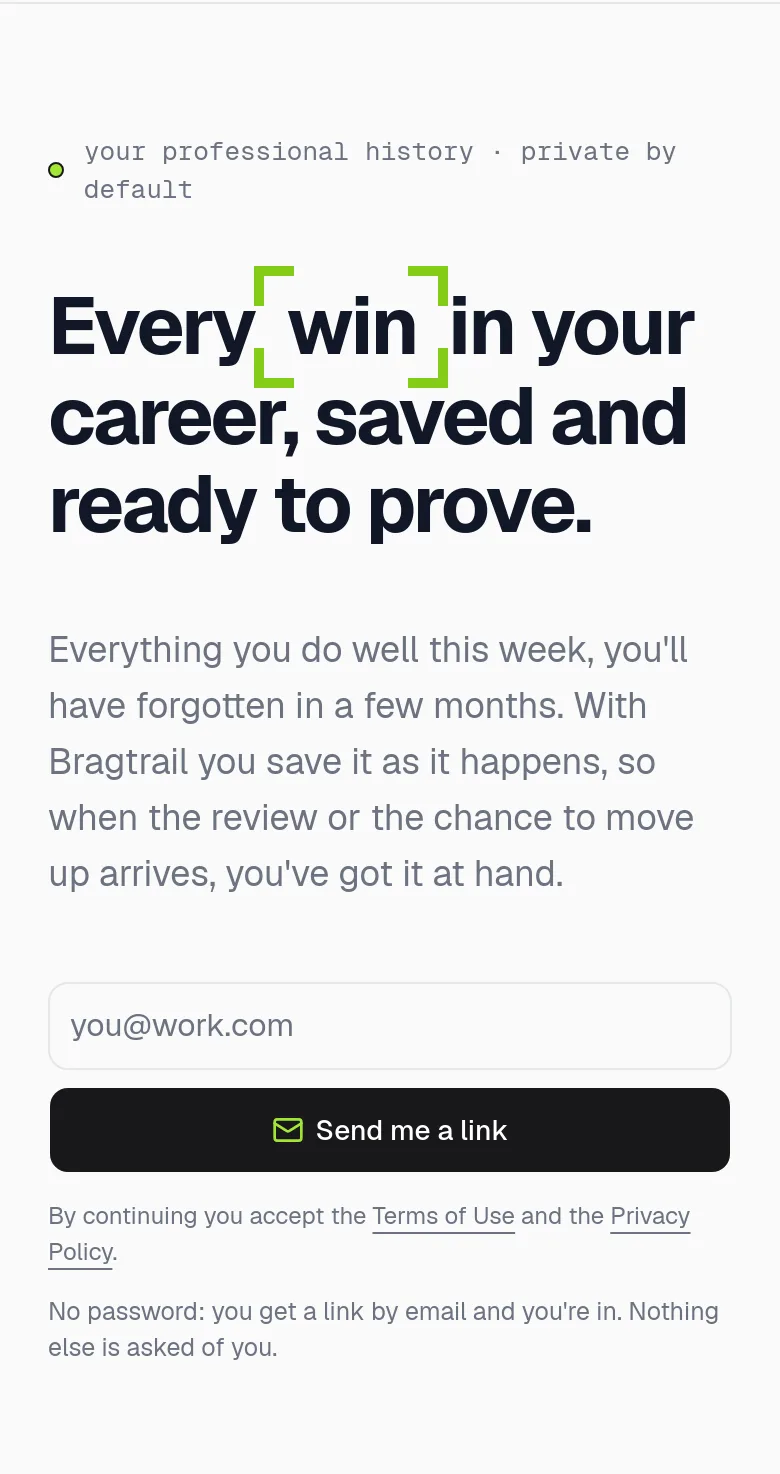 bragtrail.com — a real Hero section