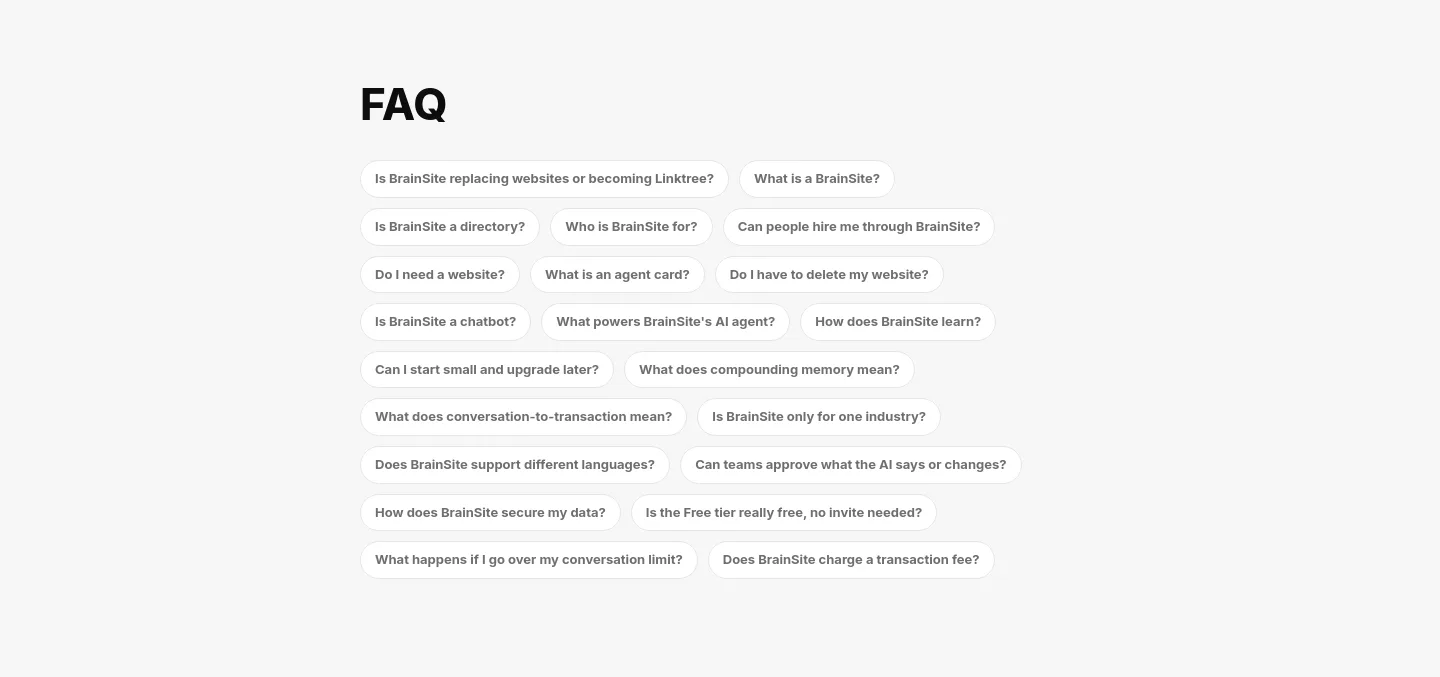 brainsite.ai FAQ section