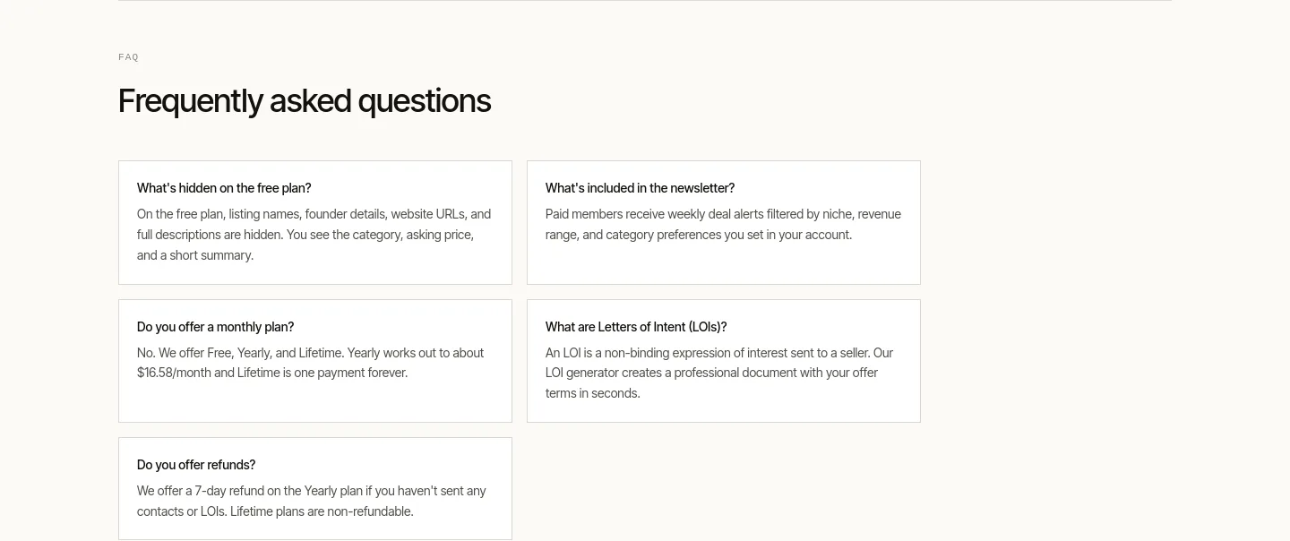 buysellstartups.com — FAQ