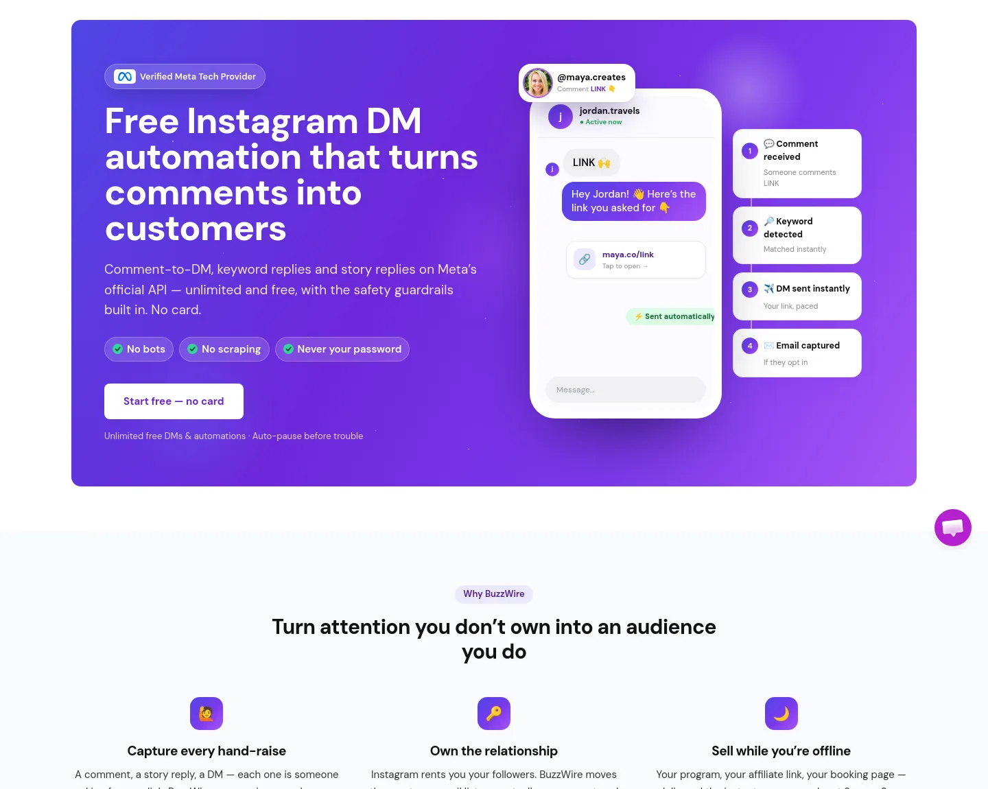 buzzwire.io — a real Hero section