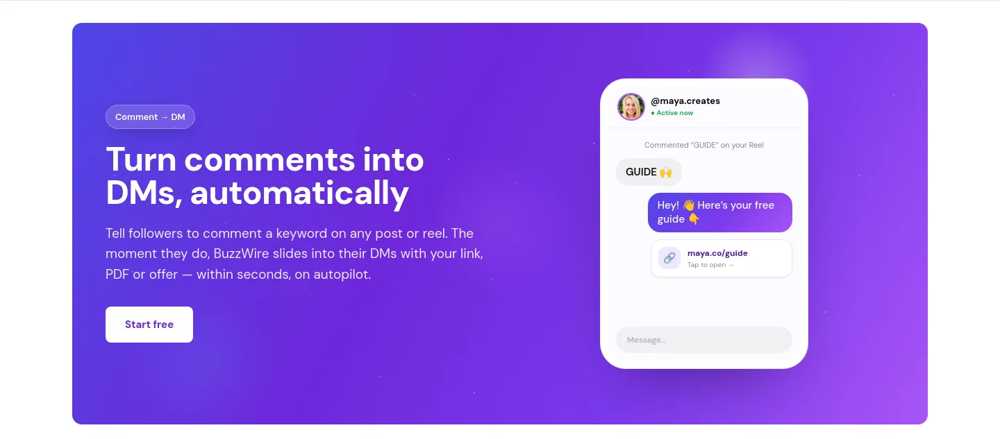 buzzwire.io Hero section