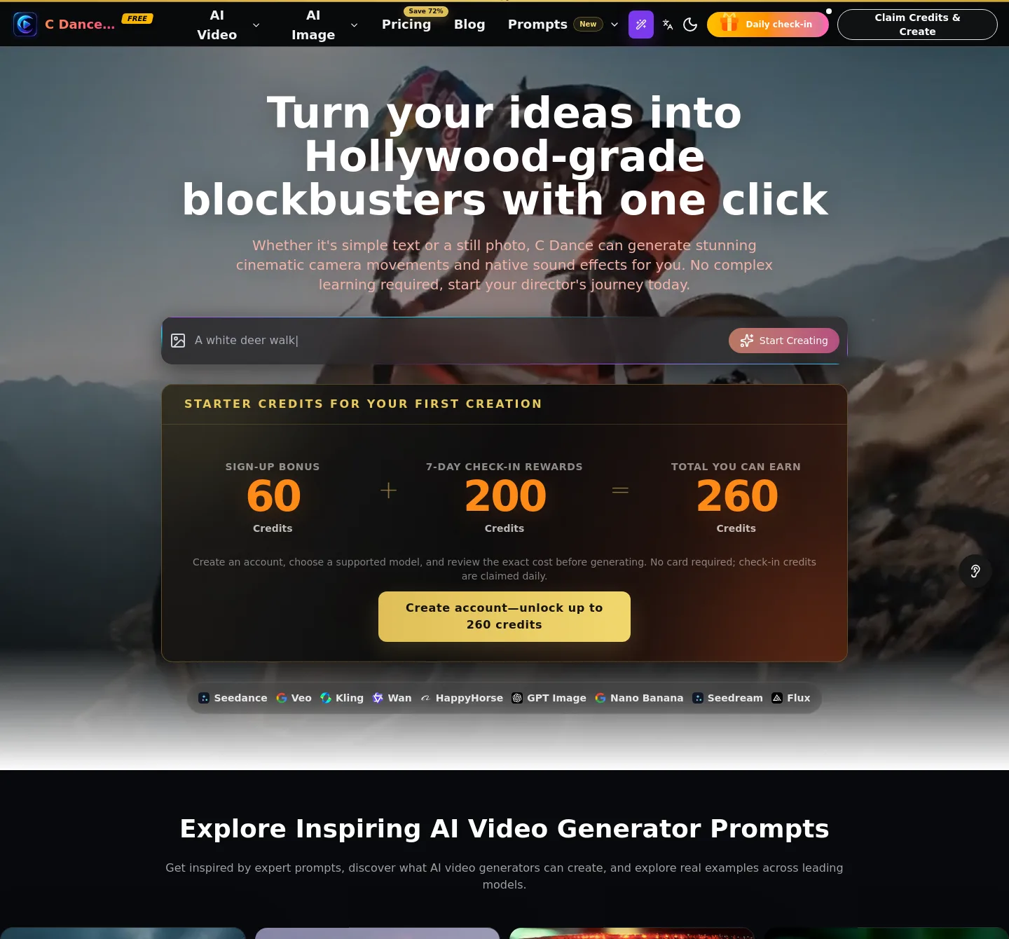cdance.ai — a real Hero section
