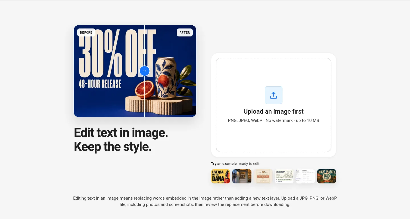 changetextimage.com — a real Hero section