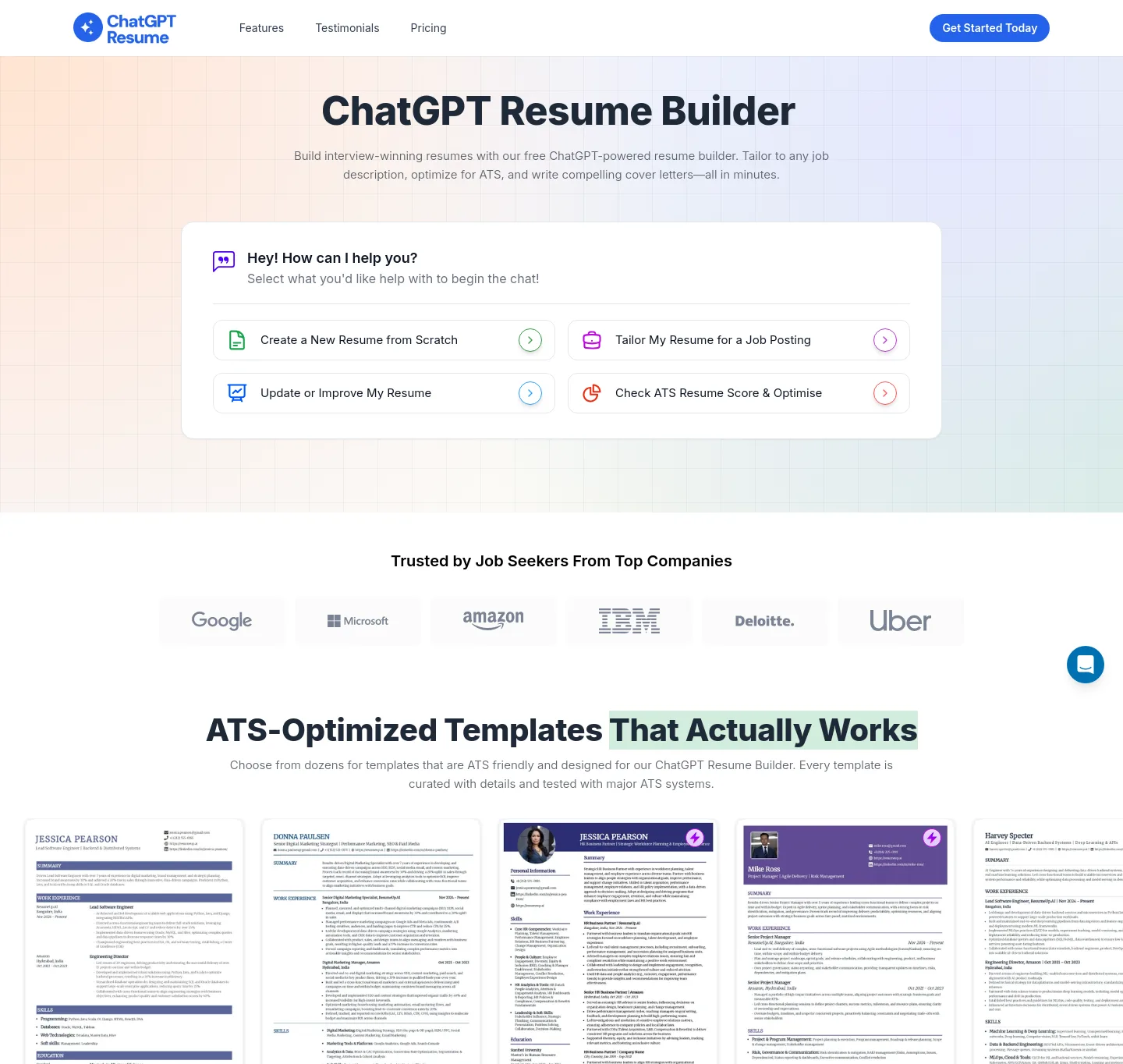 chatgptresume.com — Hero + Logo Wall + Pricing + FAQ