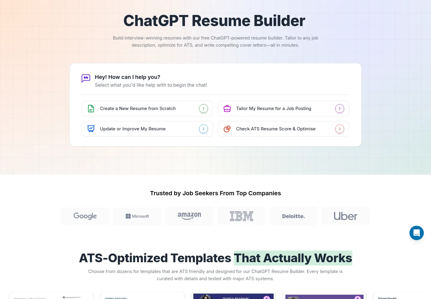 chatgptresume.com — Hero