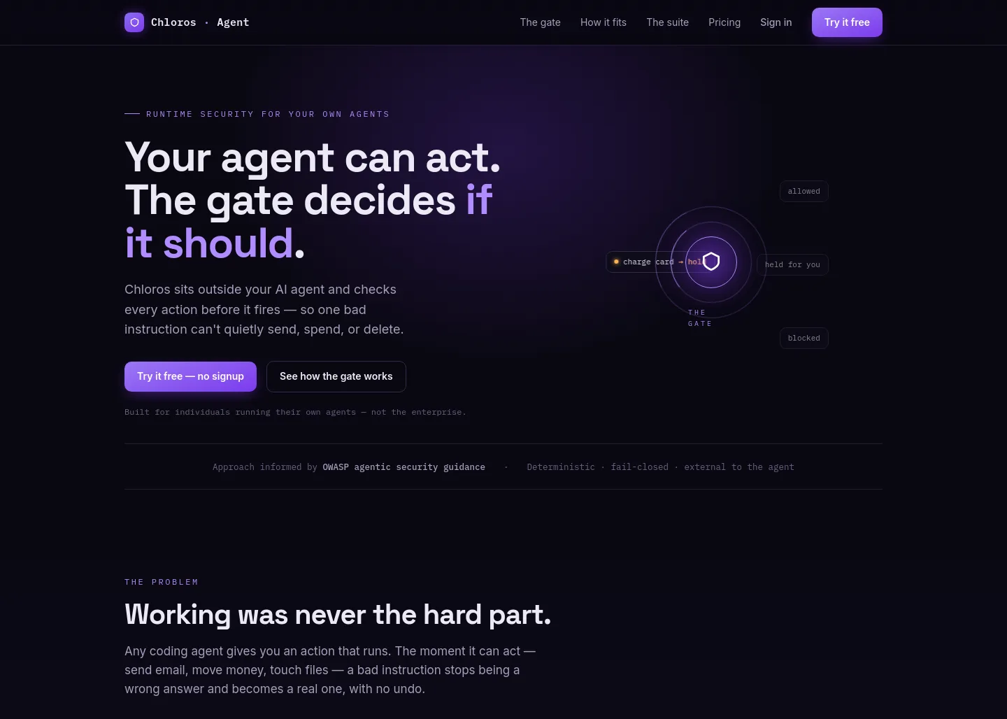 chloros.io — Hero + Pricing