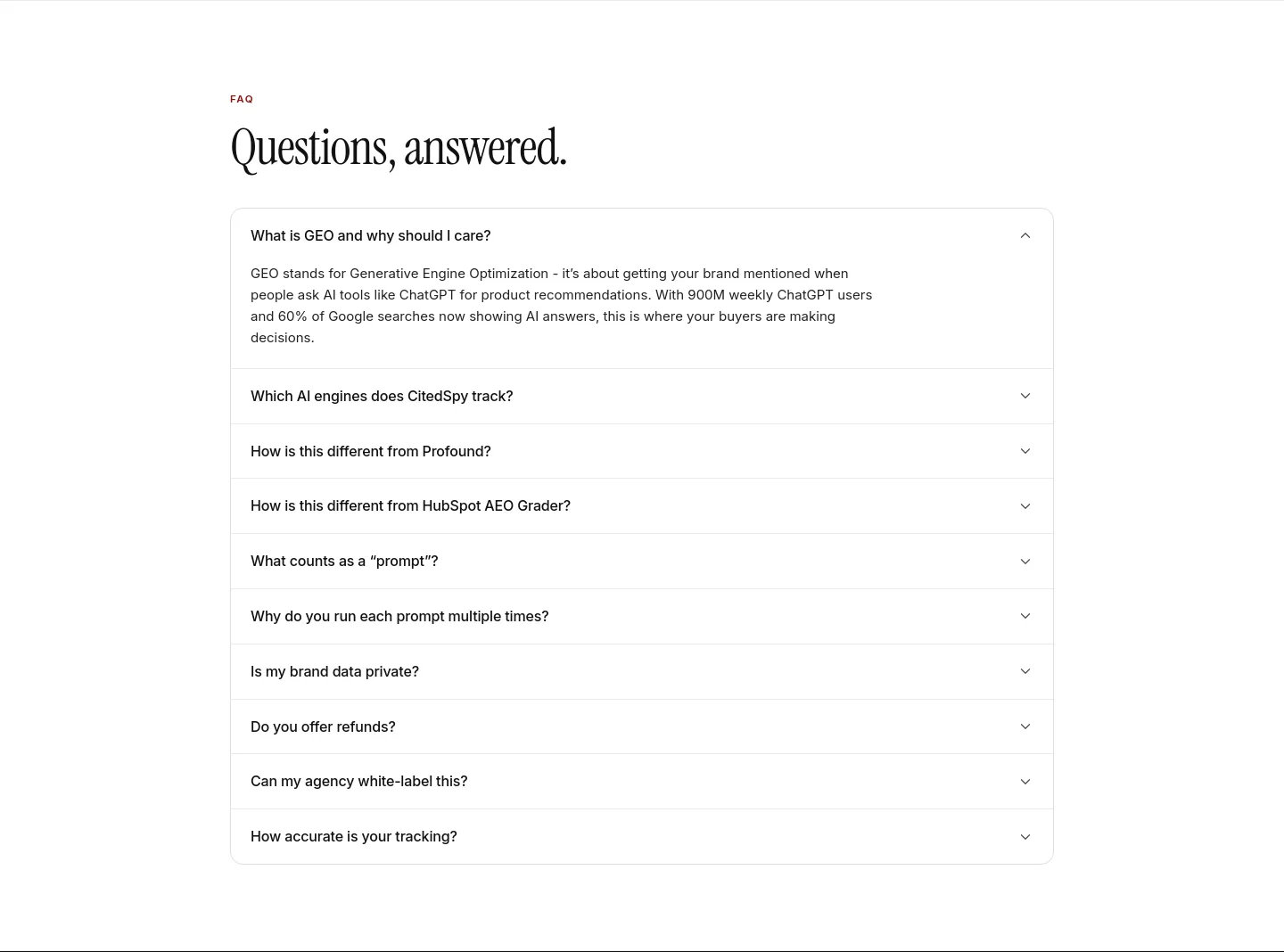 citedspy.com FAQ section