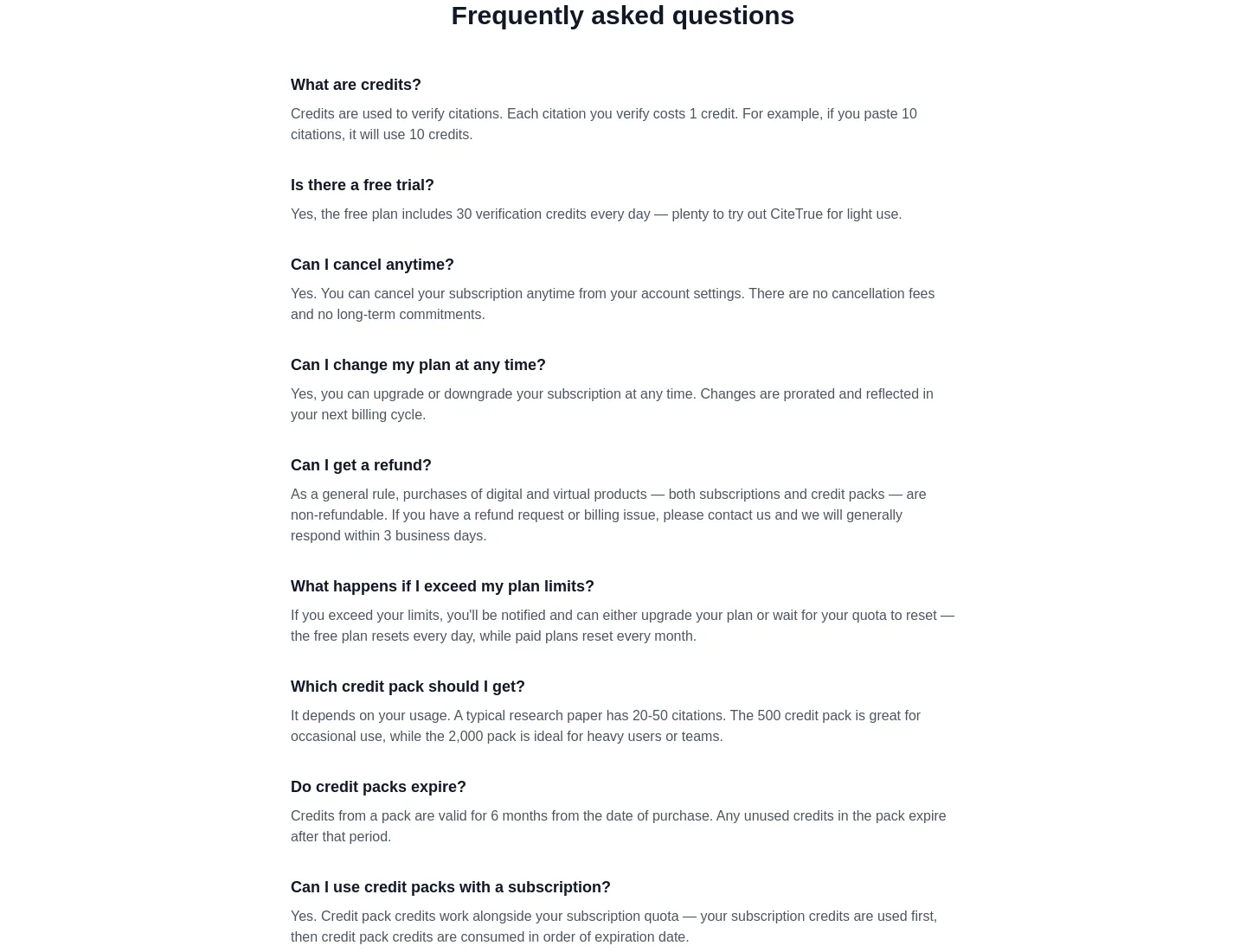citetrue.com — FAQ