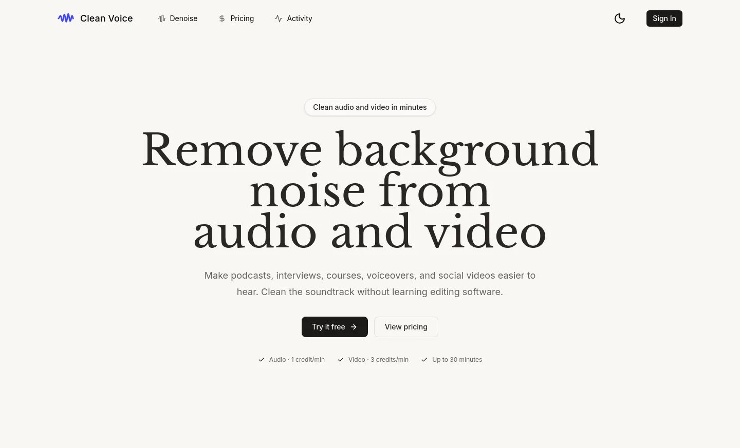 cleanvoice.app — Hero