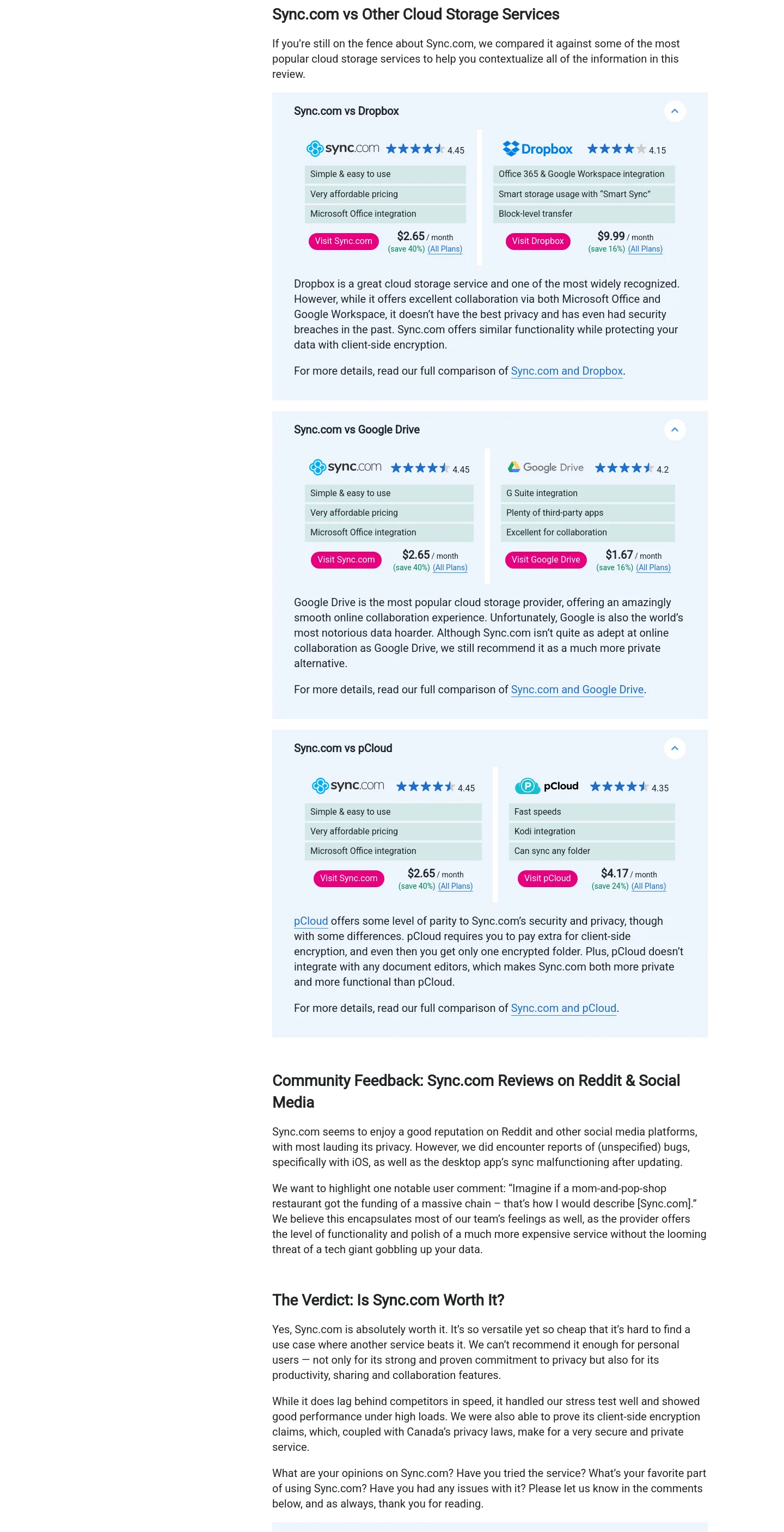 cloudwards.net Pricing section
