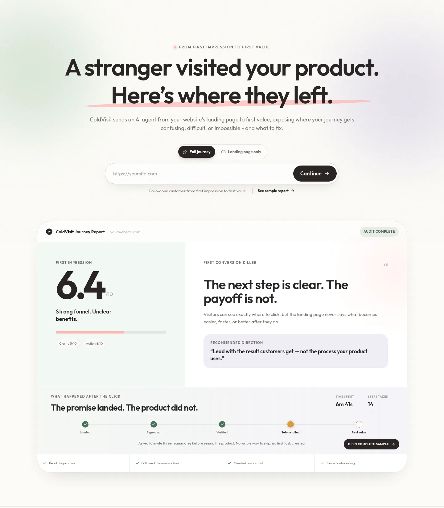 coldvisit.com — a real Hero section